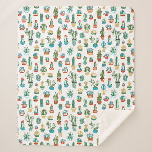 Couverture Sherpa Motif de Succulents (Devant)