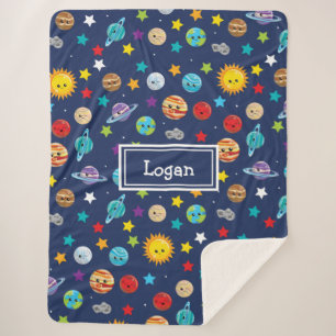 Couverture Sherpa Motif de système solaire pour enfants