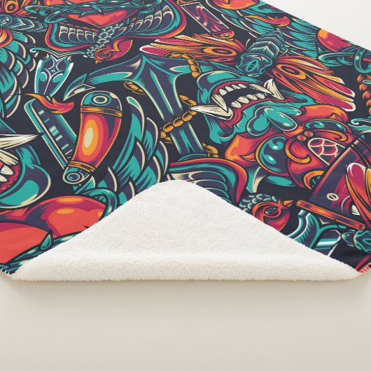 Couverture Sherpa Motif de tatouage rétro (3/4)