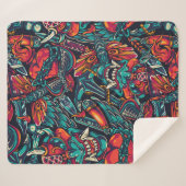 Couverture Sherpa Motif de tatouage rétro (Devant (Horizontal))