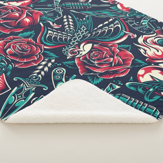 Couverture Sherpa Motif de tatouage rétro (3/4)