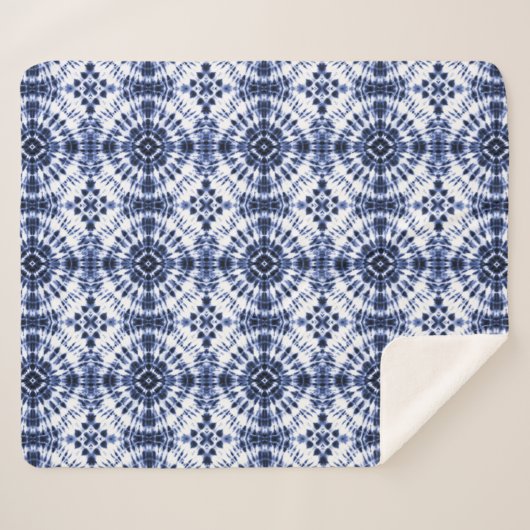Couverture Sherpa Motif de teinture bleu foncé (Devant (Horizontal))