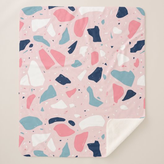 Couverture Sherpa Motif de Terrazzo rose (Devant)