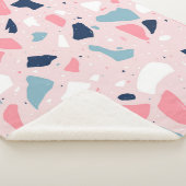 Couverture Sherpa Motif de Terrazzo rose (3/4)