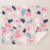 Couverture Sherpa Motif de Terrazzo rose (Devant (Horizontal))