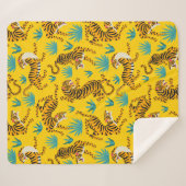 Couverture Sherpa Motif de tigre d'or asiatique (Devant (Horizontal))