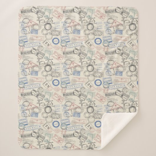 Couverture Sherpa Motif de timbres-poste du monde (Devant)