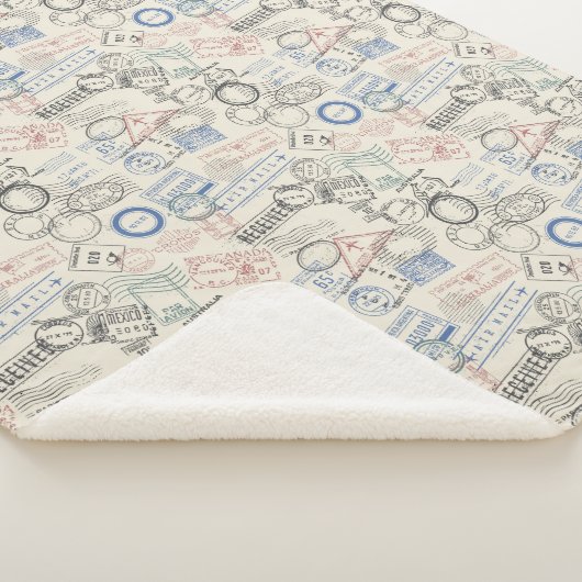 Couverture Sherpa Motif de timbres-poste du monde (3/4)