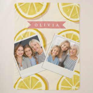 Couverture Sherpa Motif de tranche de citron frais personnalisé Lumi