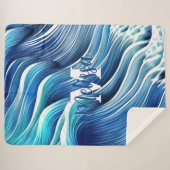 Couverture Sherpa Motif de vague bleue (Devant (Horizontal))