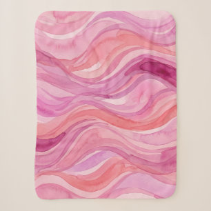 Couverture Sherpa Motif de vagues à l'aquarelle rose