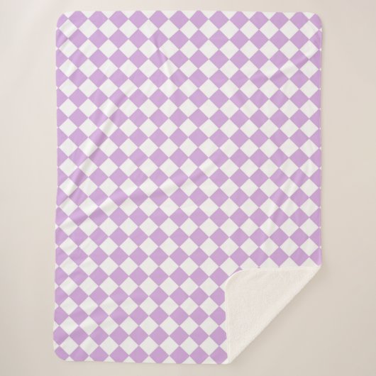Couverture Sherpa Motif de vérification violet et blanc (Devant)