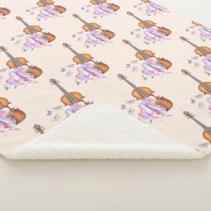 Couverture Sherpa Motif de violon, de chaussures de ballet et de pap