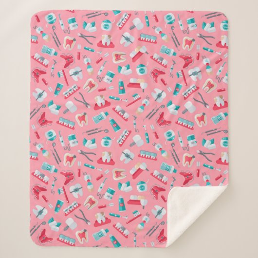 Couverture Sherpa Motif dentaire rose (Devant)