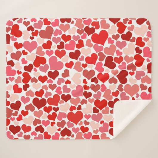 Couverture Sherpa Motif Des Coeurs, Coeurs Rouges, Amour (Devant (Horizontal))