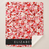 Couverture Sherpa Motif Des Coeurs, Coeurs Rouges, Amour, Votre Nom (Devant)