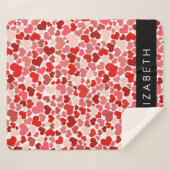 Couverture Sherpa Motif Des Coeurs, Coeurs Rouges, Amour, Votre Nom (Devant (Horizontal))
