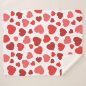 Couverture Sherpa Motif Des Coeurs, Coeurs Rouges, Motif Des Coeurs (Devant (Horizontal))