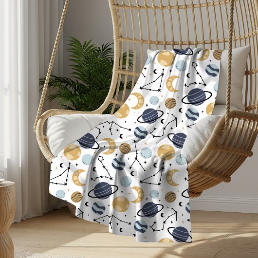 Couverture Sherpa Motif des Constellations du Zodiaque Céleste