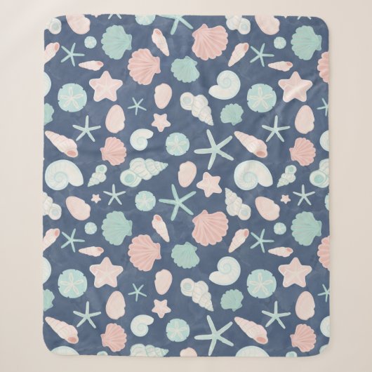 Couverture Sherpa motif des coquillages (Devant)