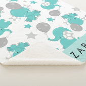 Couverture Sherpa Motif Des Eléphants Bleus, Étoiles, Votre Nom (3/4)