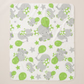 Couverture Sherpa Motif Des Eléphants, Eléphants Mignons - Grey Vert (Devant)