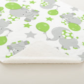 Couverture Sherpa Motif Des Eléphants, Eléphants Mignons - Grey Vert (3/4)