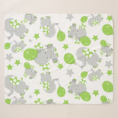 Couverture Sherpa Motif Des Eléphants, Eléphants Mignons - Grey Vert (Devant (Horizontal))