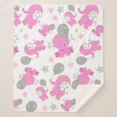 Couverture Sherpa Motif Des Eléphants Roses, Eléphants Mignons, Étoi (Devant)