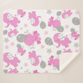 Couverture Sherpa Motif Des Eléphants Roses, Eléphants Mignons, Étoi (Devant (Horizontal))