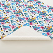 Couverture Sherpa Motif des fleurs tropicales géométriques (3/4)