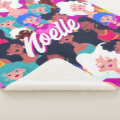 Couverture Sherpa Motif des visages des femmes multiculturelles, vot (3/4)