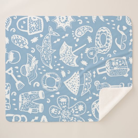 Couverture Sherpa Motif d'été (Devant (Horizontal))