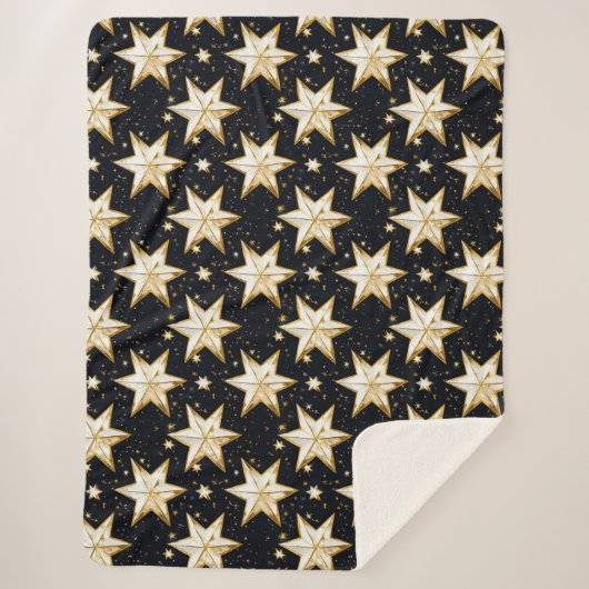 Couverture Sherpa Motif d'étoiles dorées (Devant)