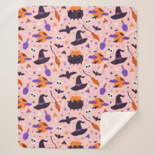 Couverture Sherpa Motif d'Halloween mou et rose