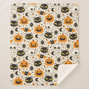 Couverture Sherpa Motif d'Halloween rétro