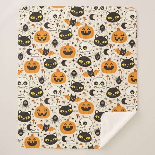 Couverture Sherpa Motif d'Halloween rétro (Devant)