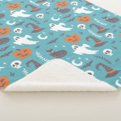 Couverture Sherpa Motif d'Halloween Turquoise amusant (3/4)