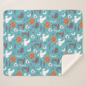 Couverture Sherpa Motif d'Halloween Turquoise amusant (Devant (Horizontal))