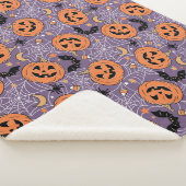 Couverture Sherpa Motif d'Halloween violet Jack-O-lanterne (3/4)