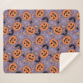 Couverture Sherpa Motif d'Halloween violet Jack-O-lanterne (Devant (Horizontal))