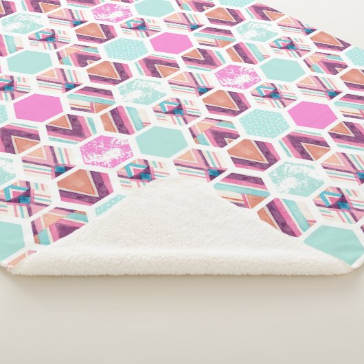 Couverture Sherpa Motif d'hexagone d'aquarelle (3/4)
