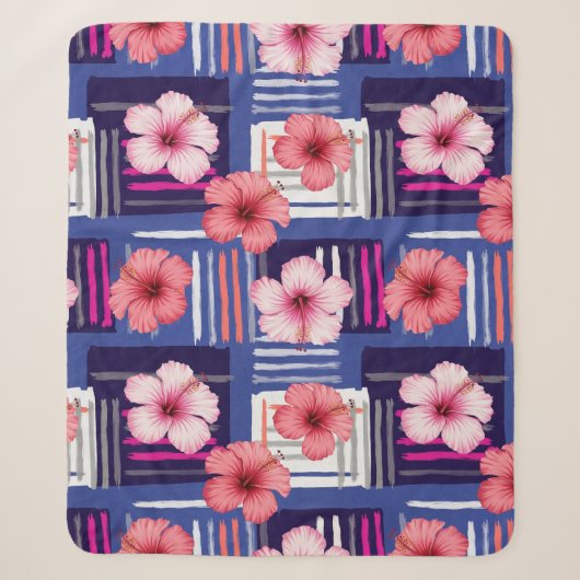 Couverture Sherpa Motif d'Hibiscus Tropical Côtier (12) (Devant)