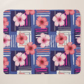 Couverture Sherpa Motif d'Hibiscus Tropical Côtier (12) (Devant (Horizontal))