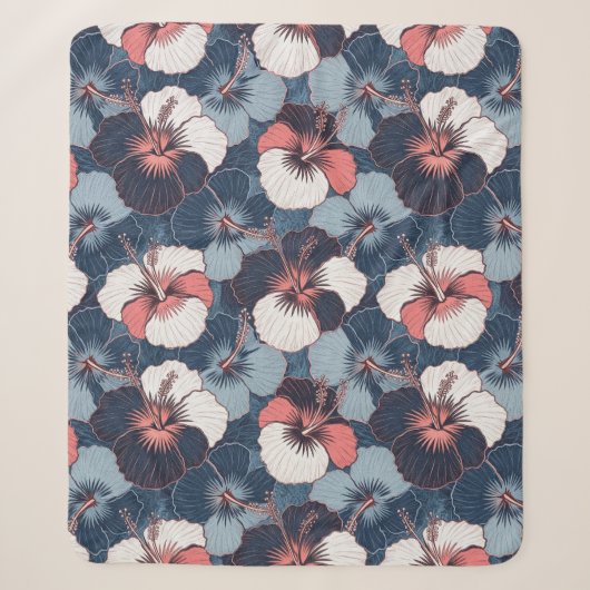 Couverture Sherpa Motif d'Hibiscus Tropical Côtier (14) (Devant)