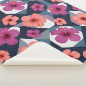 Couverture Sherpa Motif d'Hibiscus Tropical Côtier (8) (3/4)