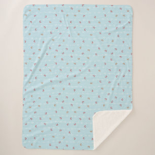 Couverture Sherpa Motif d'hiver des flocons de neige et des baies ro