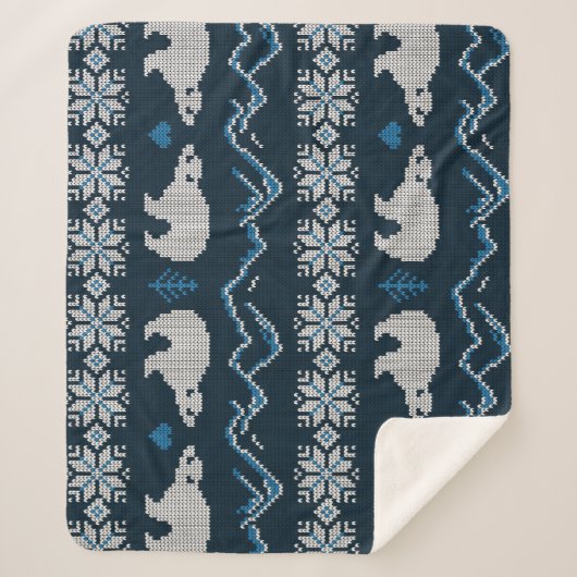 Couverture Sherpa Motif d'hiver nue aux ours polaires (Devant)