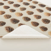 Couverture Sherpa Motif d'hiver Rustique Brown Pine Cône (3/4)