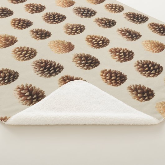 Couverture Sherpa Motif d'hiver Rustique Brown Pine Cône (3/4)